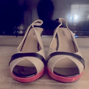 Lane Bryant, BRAND NEW, multicolored black, beige, pink, sling back shoes